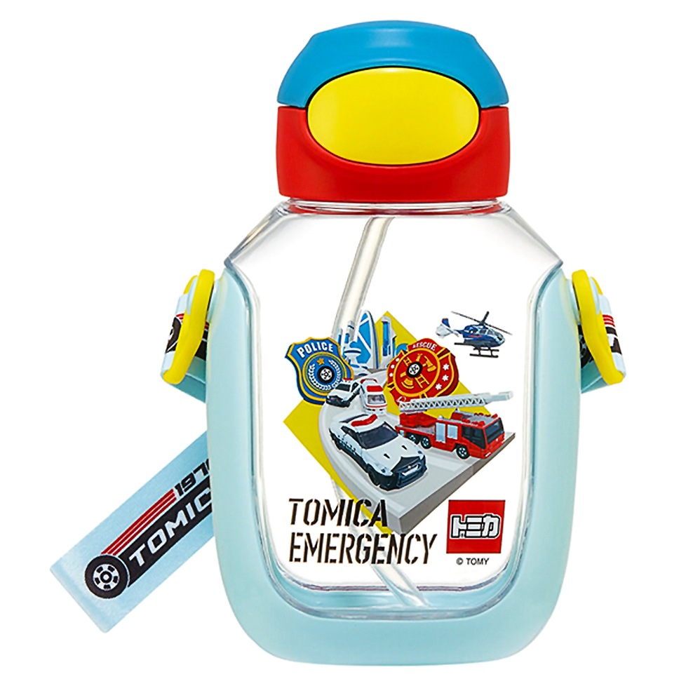 Skater 透明彈蓋吸管水樽連背帶(Tomica) 530ml PDSH6DX